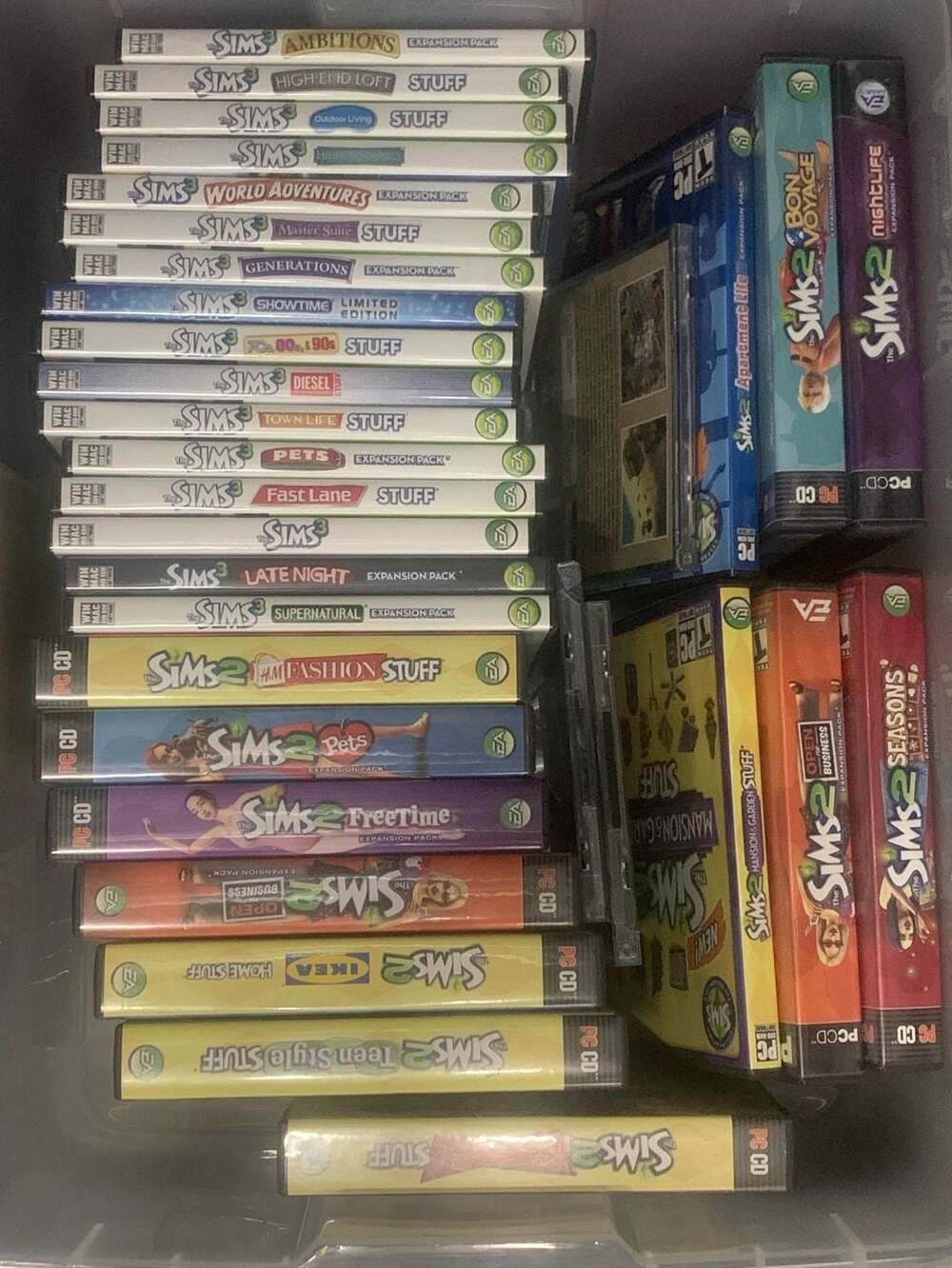 The Sims 2 and Sims 3 PC Game Lot of 30 w/ Expansion and Stuff Packs